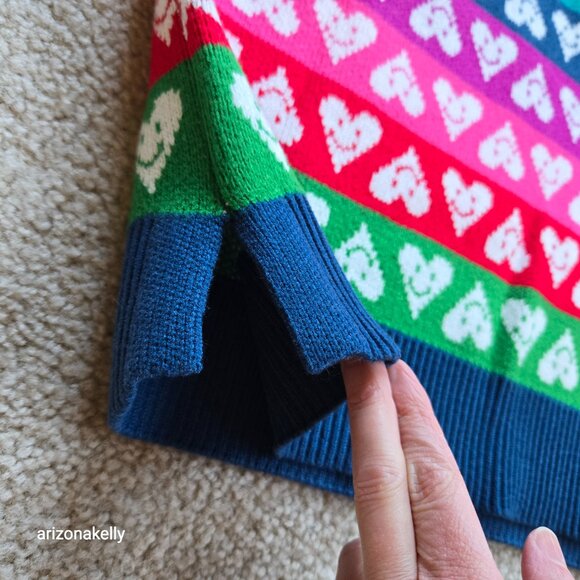 NWT Aqua x Kerri Rosenthal Happy Hearts Sweater XS - Picture 7 of 11